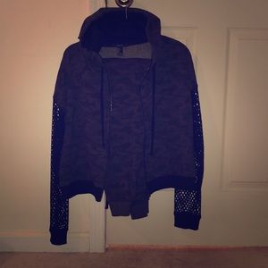 Two piece jog set mesh arms on zip hoodie